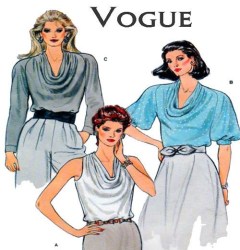 8719 VOGUE MISSES PULLOVER COWL BLOUSE SLEEVES OR NOT PATTERN 8-12